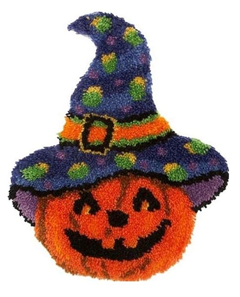 LAPATAIN DIY LAPATAIN Latch Hook Kits: Halloween Pumpkin Hat & Rug Kits for Kids & Adults - Perfect Home Decor!