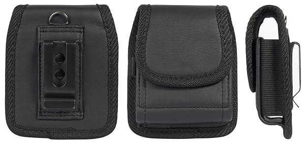 Nakedcellphone Buy Nakedcellphone Black Vegan Leather Case for Galaxy Z Flip 6 | Vertical Pouch with Belt Loop & Magnetic Closure - View 6 of 11