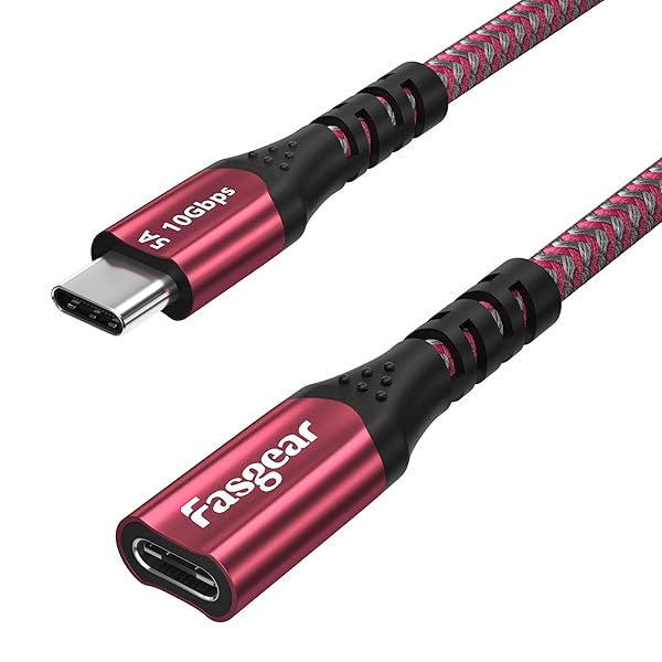 Fasgear Fasgear 1.6ft USB C Extension Cable 10Gbps Data Sync Type C Male to Female Fast Charging Compatible with PSVR2 MacBook iPad Pro Red