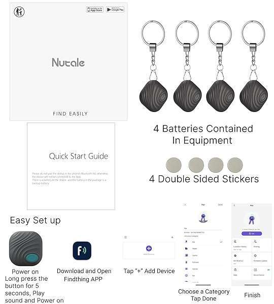 Nutale Nutale Findhting Key Finder - Bluetooth Tracker Item Locator with Key Chain for Keys Pet Wallets or Backpacks and Tablets (Coffee) - View 7 of 9