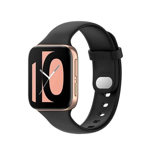 FitTurn FitTurn Silicone Watch Band for Oppo 41mm & 46mm - Stylish Replacement Strap for Men & Women with Metal Button (Black) - View 2 of 9