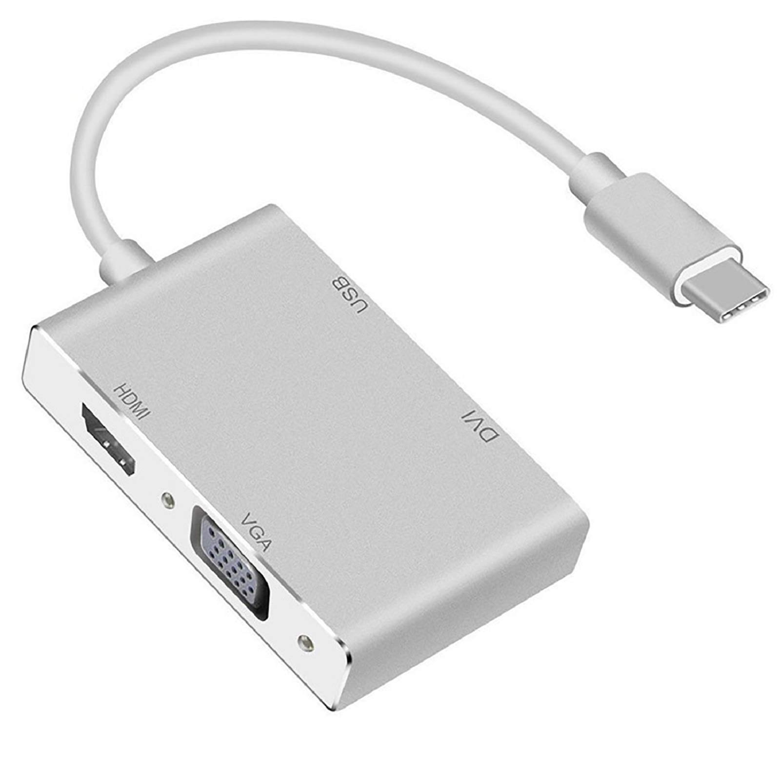 USB C to VGA HDMI DVI Adapter 4 in 1 Type C Hub Multi Display Video Converter for Mac Pro MacBook Air iPad Pro XPS and More