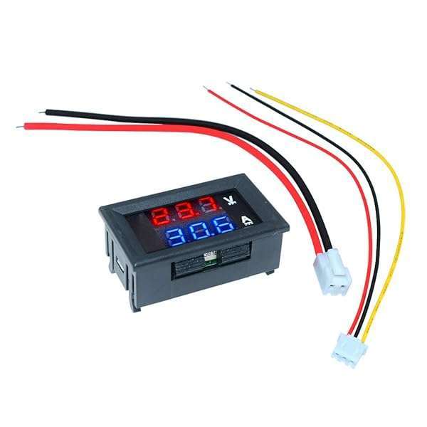 diymore "DIYMore 5PCS Waterproof 0.28" Volt Amp Meter - Dual Display DC 100V 10A Mini Voltmeter Ammeter with Red-Blue LED" - View 5 of 8