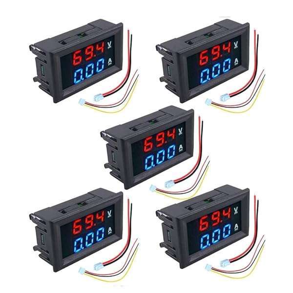 diymore "DIYMore 5PCS Waterproof 0.28" Volt Amp Meter - Dual Display DC 100V 10A Mini Voltmeter Ammeter with Red-Blue LED" - View 2 of 8