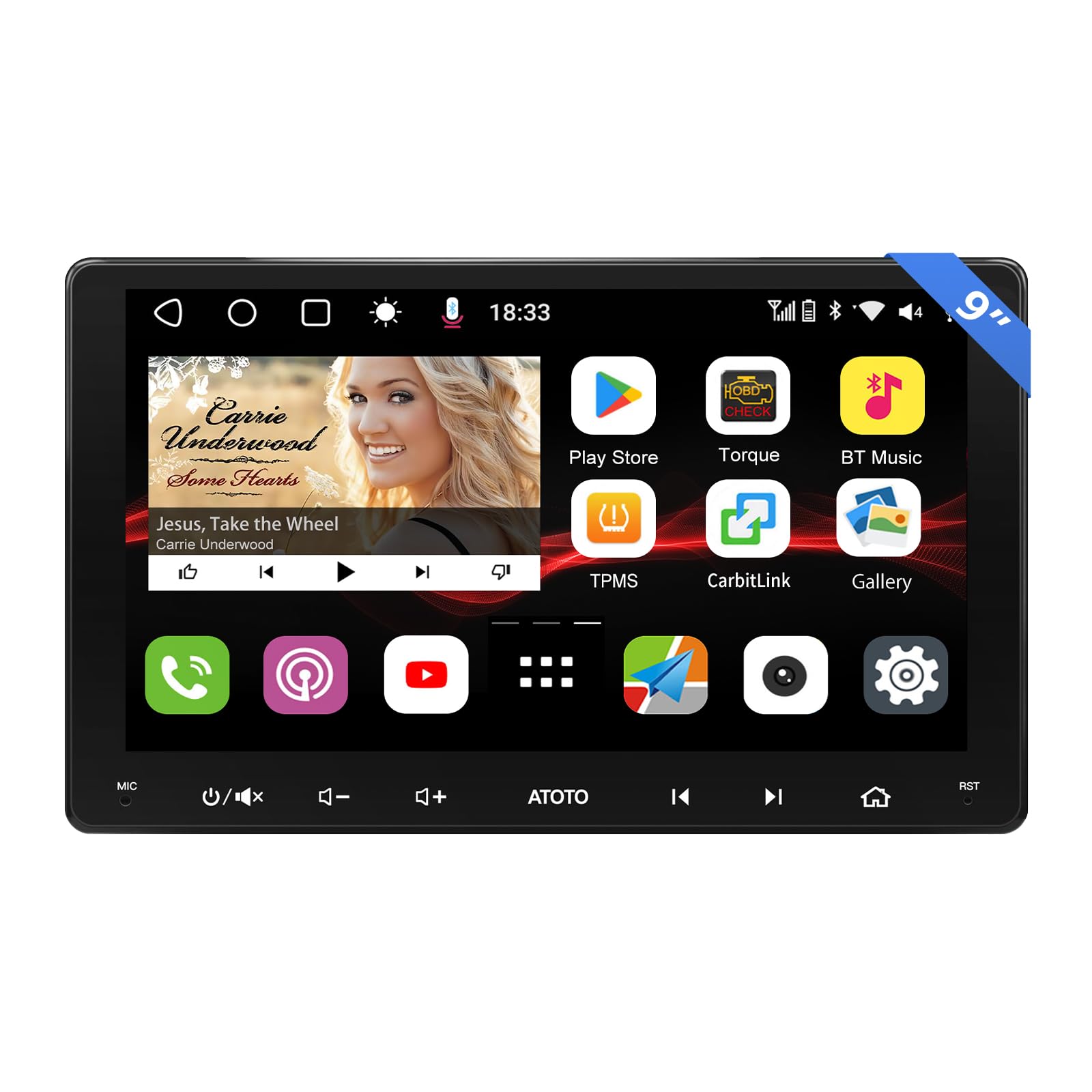 "ATOTO S8G2114PM 2nd Gen Android Car Stereo: 10.1" QLED, Dual Bluetooth, Wi-Fi, USB Tethering & Speed Compensated Volume Control"