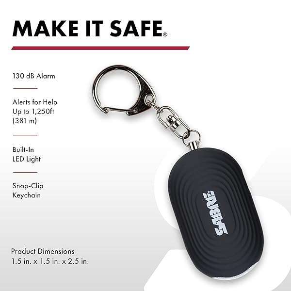 SABRE Stay Safe with SABRE 2-in-1 Personal Alarm & LED Light - 130dB Siren, 1,250ft Range, Compact Design for Bags & Keys - View 4 of 11