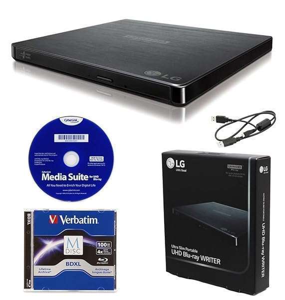 Produplicator Produplicator LG BP60NB10: 6X Ultra HD 4K Blu-ray Burner with CyberLink, M-DISC, USB - Fast CD/DVD/BDXL Disc Burning