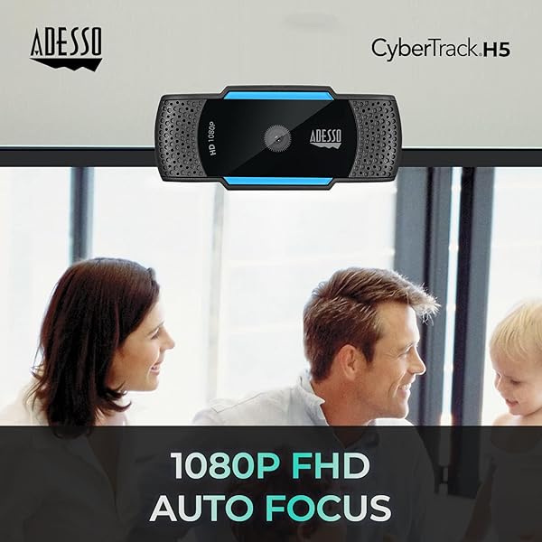 Adesso Adesso Cybertrack H5 1080p HD USB Webcam with Microphone - Autofocus, 2.1 MP, Black - View 4 of 11