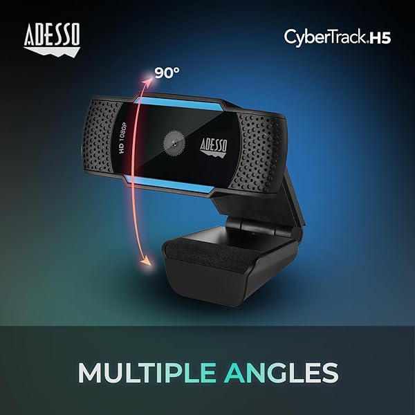 Adesso Adesso Cybertrack H5 1080p HD USB Webcam with Microphone - Autofocus, 2.1 MP, Black - View 10 of 11