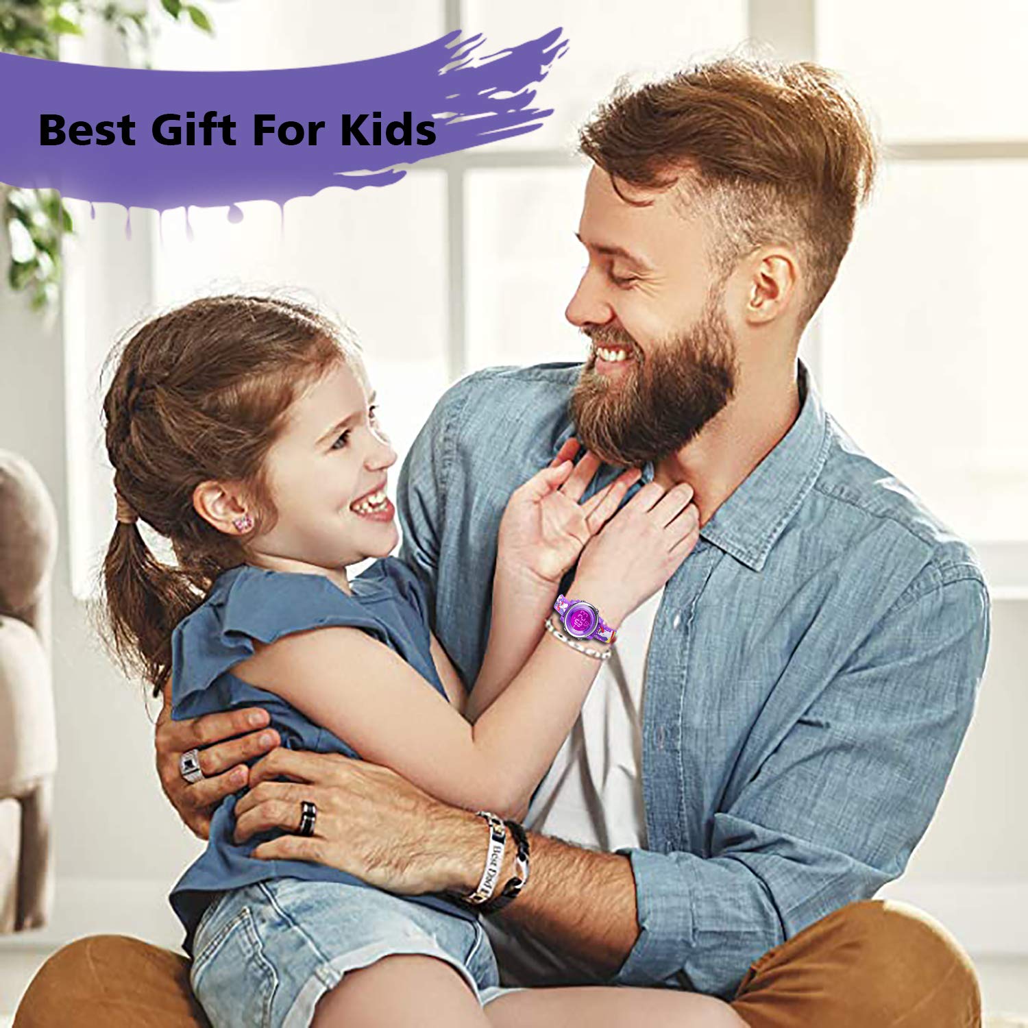 cofuo Cofuo Kids Digital Sport Waterproof Watch for Girls and Boys Unicorn Dark Purple LED Alarm Stopwatch Child Wristwatch - View 7 of 7