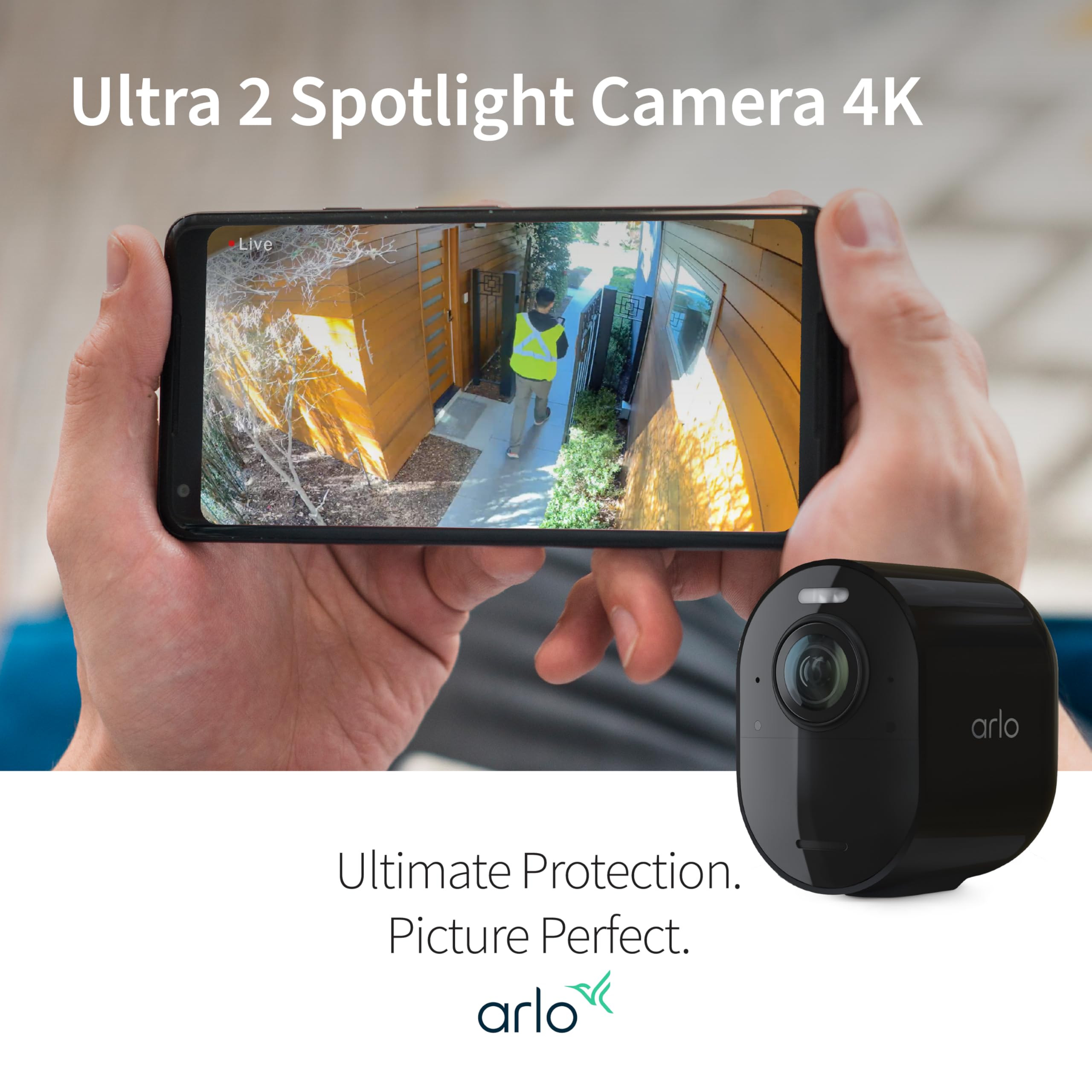 Arlo Arlo Ultra 2 Spotlight Camera 4K HDR (Camera only, SmartHub Sold Separately | Wireless Home Security Camera | Color Night Vision, Motion Sensor, 180º View, 2-Way Audio, Black - View 7 of 7