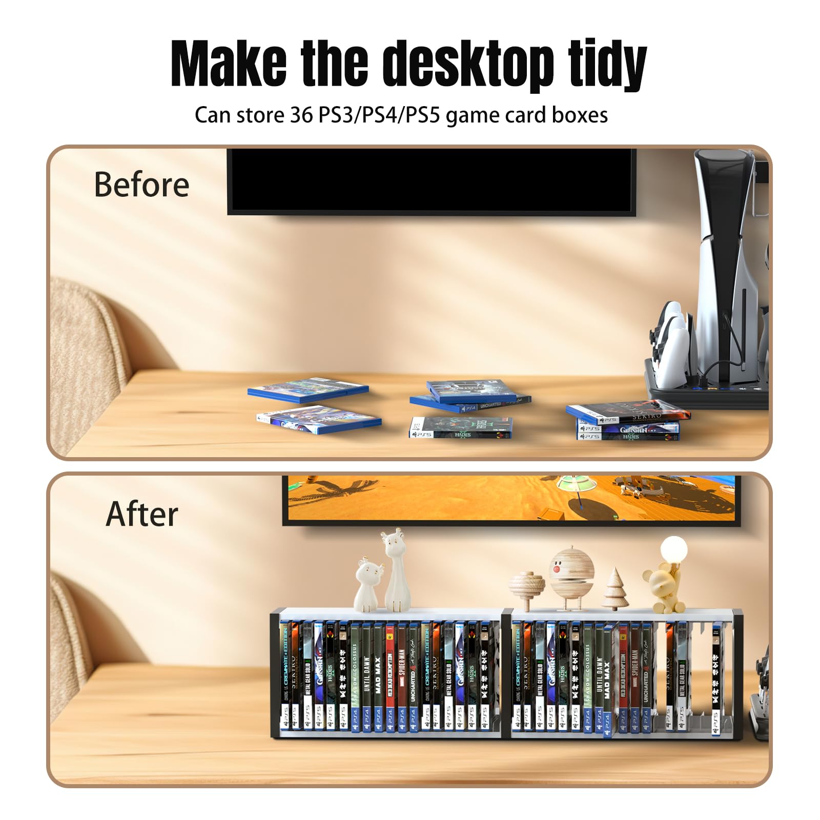 ECHZOVE ECHZOVE Game Card Box Storage Stand for PS5 and Xbox Vertical Holder for 36 Games Ideal for Organizing Video Game Collection - View 5 of 9