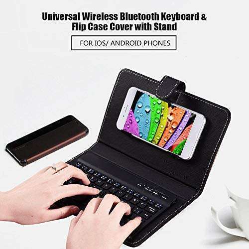Tonysa Portable Wireless Bluetooth Keyboard for Phones - Mini Foldable Design with Protective Case (6-9.5cm, Black) - View 4 of 10