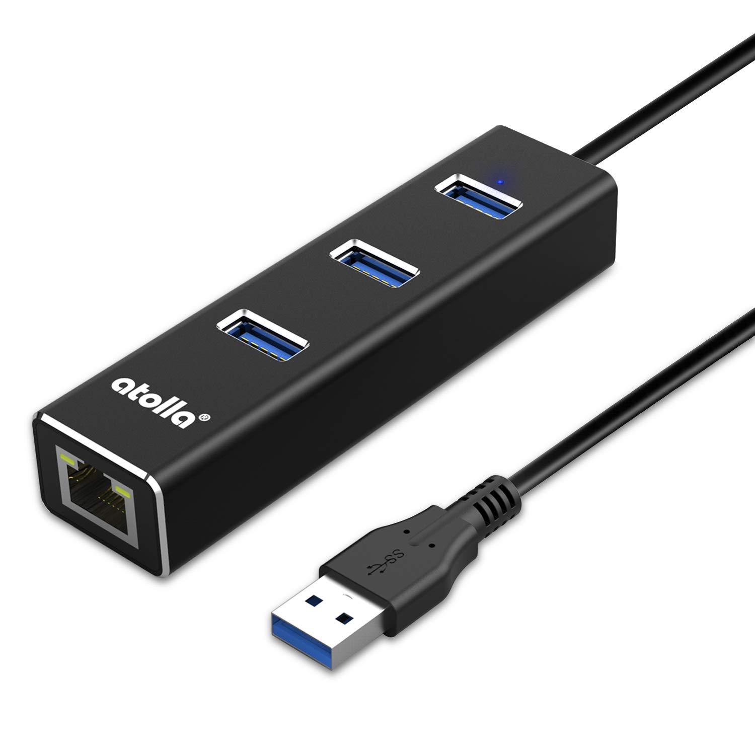 atolla atolla USB to Ethernet Adapter 3 Ports USB 3.0 Hub Gigabit Network Adapter for Windows Mac Linux 10/100/1000 Mbps
