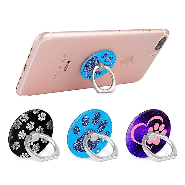 Bonoma Bonoma Phone Ring Stand 3 Pack Dog Paws 360 Degree Rotation Finger Grip Holder for Smartphones and Tablets - View 5 of 9