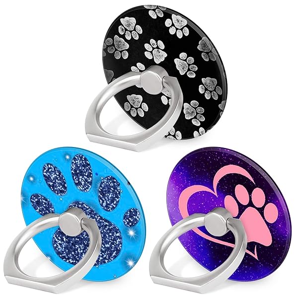 Bonoma Bonoma Phone Ring Stand 3 Pack Dog Paws 360 Degree Rotation Finger Grip Holder for Smartphones and Tablets