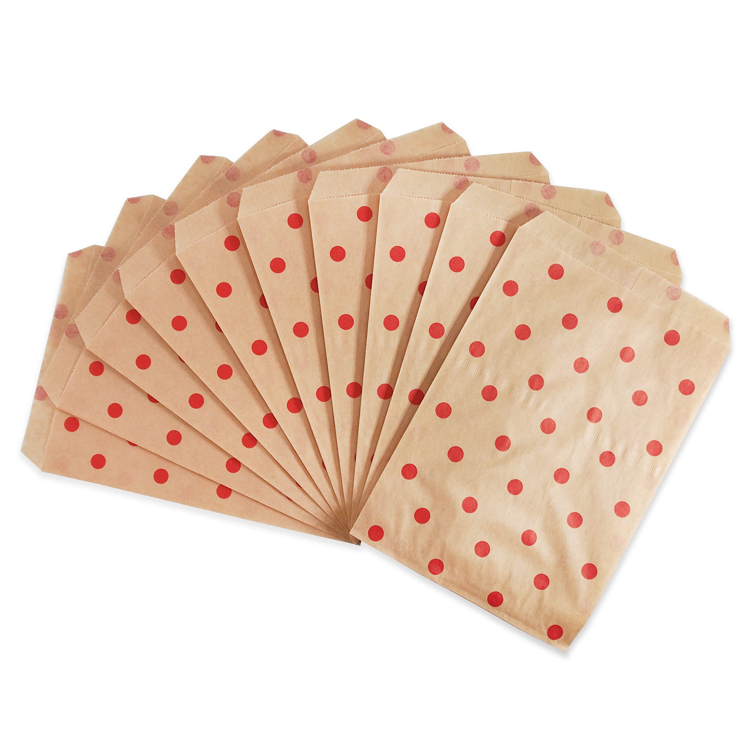 CuteBox Red Polka Dot Kraft Gift Bags 5x7 for Crafts Party Favors Retail Handmade Goods 100 Pack - View 2 of 7