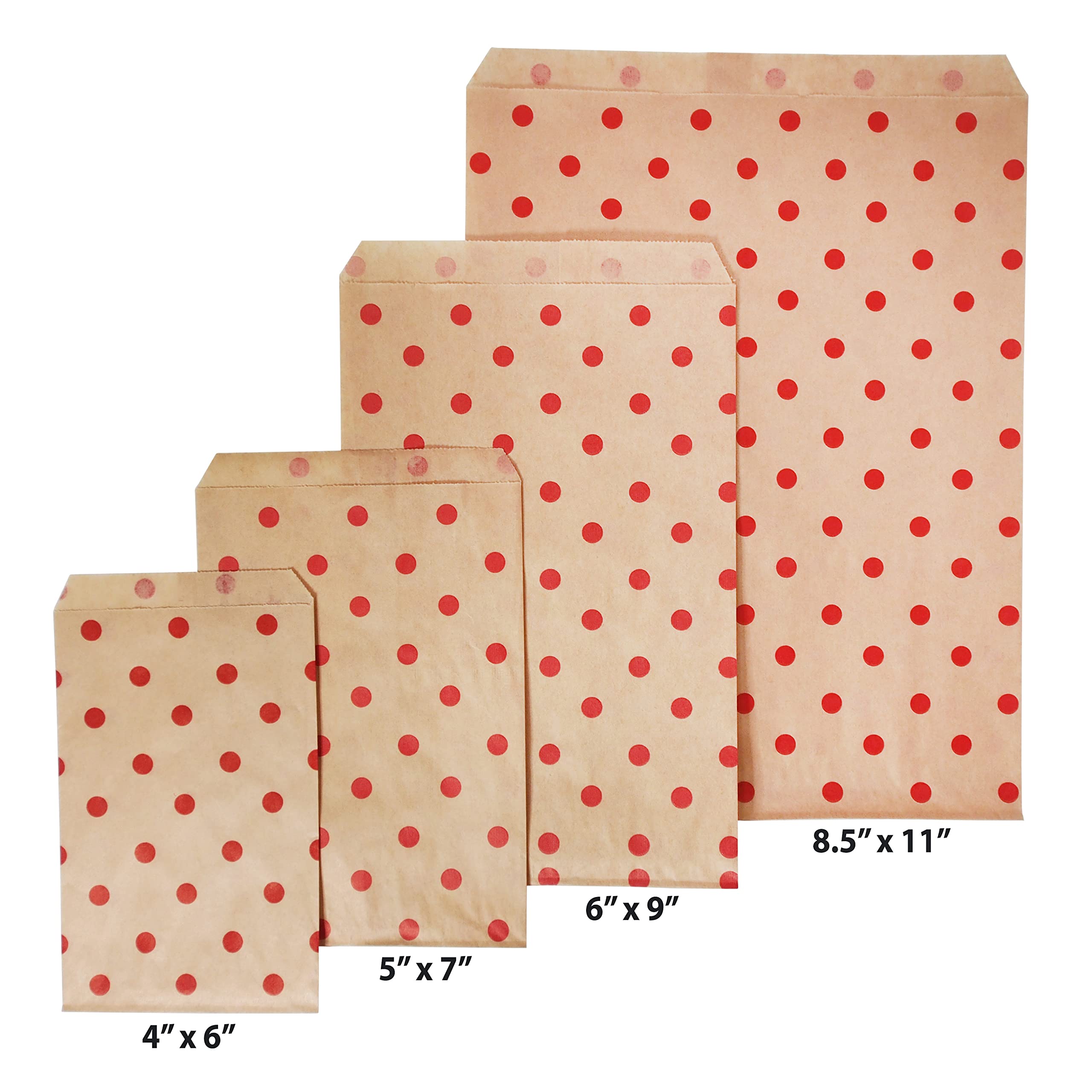 CuteBox Red Polka Dot Kraft Gift Bags 5x7 for Crafts Party Favors Retail Handmade Goods 100 Pack - View 4 of 7