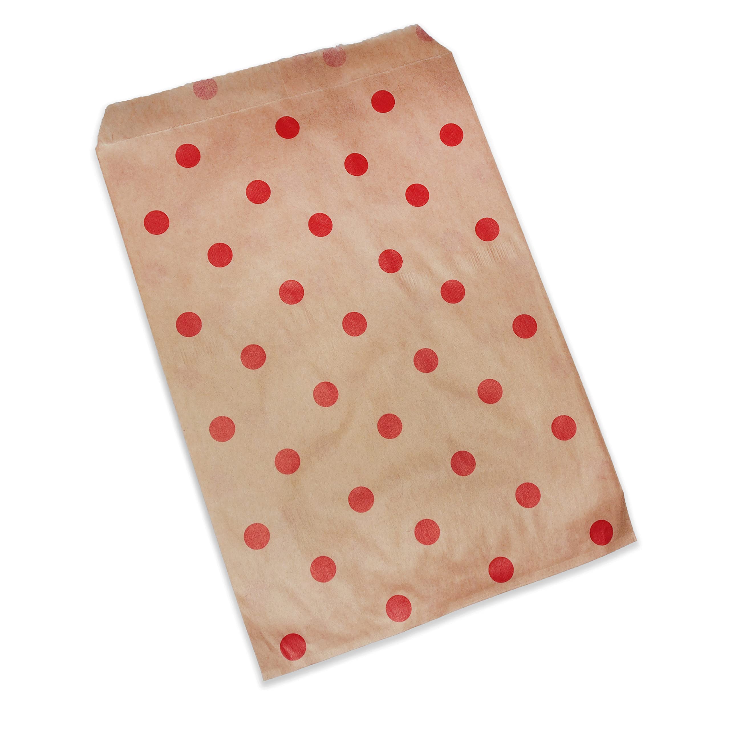 CuteBox Red Polka Dot Kraft Gift Bags 5x7 for Crafts Party Favors Retail Handmade Goods 100 Pack - View 6 of 7