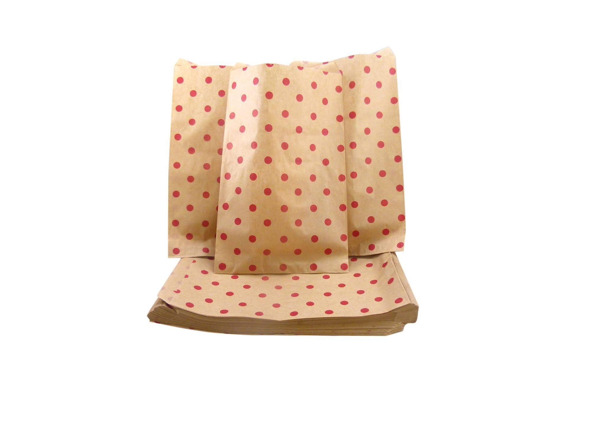 CuteBox Red Polka Dot Kraft Gift Bags 5x7 for Crafts Party Favors Retail Handmade Goods 100 Pack