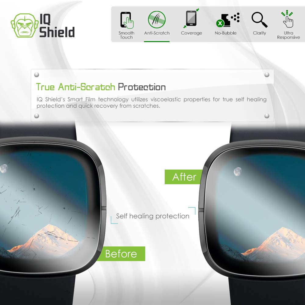 IQShield IQShield Screen Protector for Fitbit Versa 3 and Sense 6-Pack Anti-Bubble Clear TPU Film - View 4 of 8
