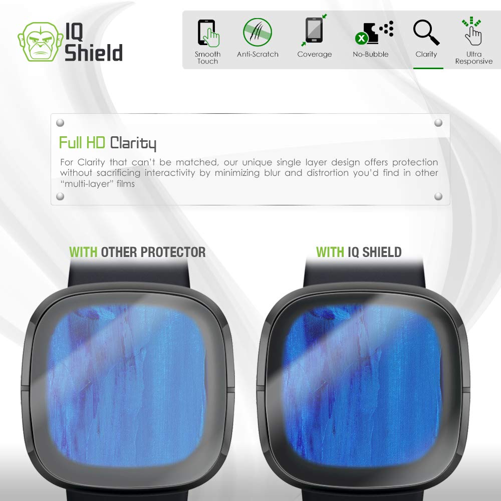 IQShield IQShield Screen Protector for Fitbit Versa 3 and Sense 6-Pack Anti-Bubble Clear TPU Film - View 7 of 8