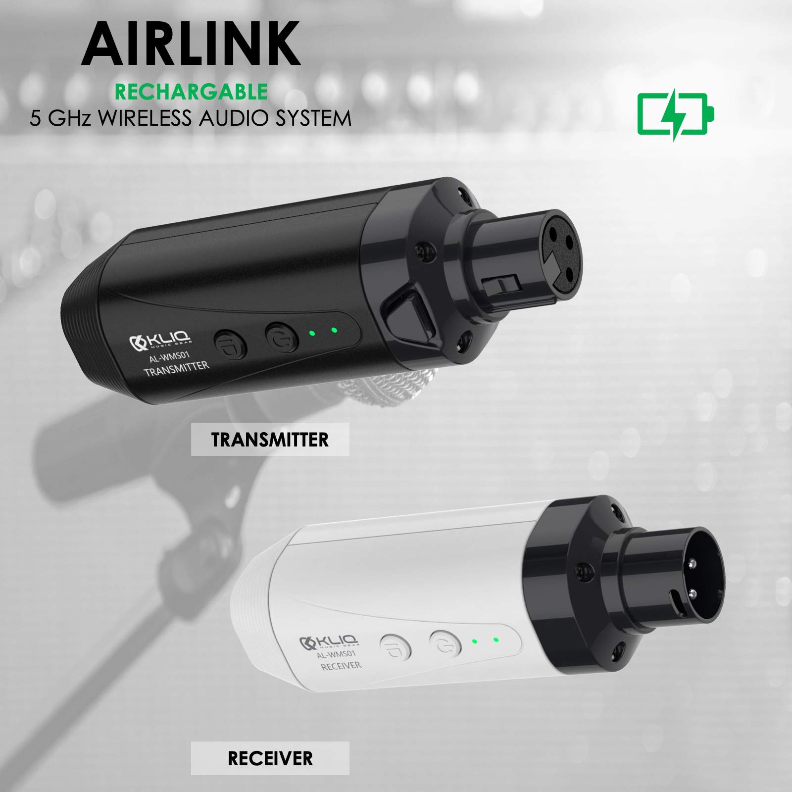 KLIQ Airlink 5.8 GHz Rechargeable Wireless Microphone Transmitter Receiver Set for Clear Audio Performance - View 3 of 7