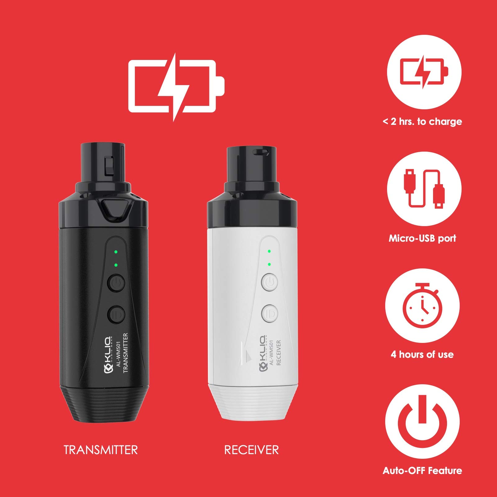 KLIQ Airlink 5.8 GHz Rechargeable Wireless Microphone Transmitter Receiver Set for Clear Audio Performance - View 6 of 7