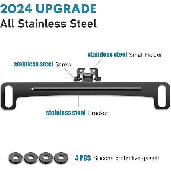 Pixelman Universal Stainless Steel Rear View Camera Mount for Backup Cameras - Easy Installation License Plate Bracket - View 4 of 9