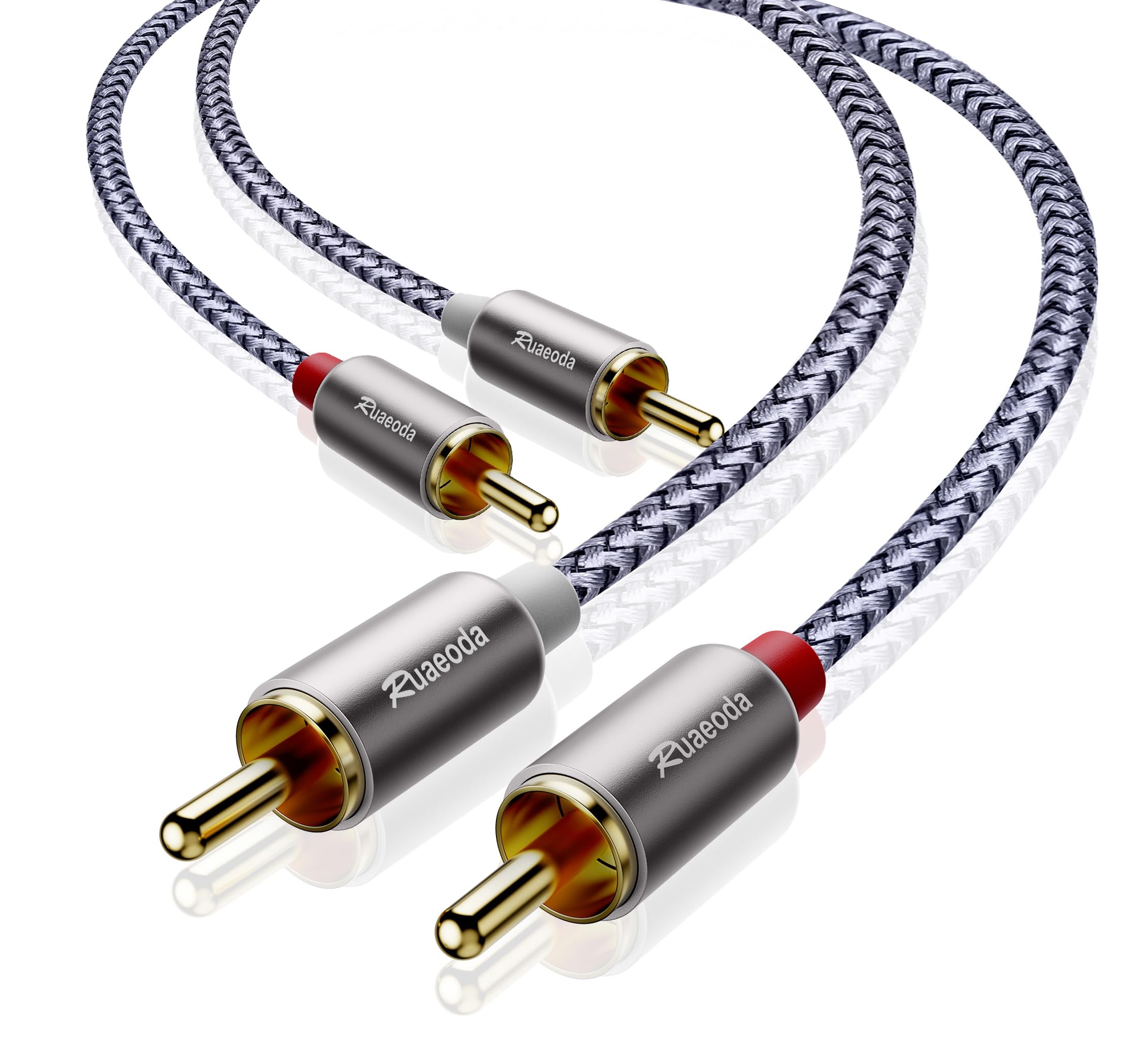 Ruaeoda 2RCA Cable 6 ft Male to Male Stereo Audio Cable for Home Theater HDTV Amplifiers Hi-Fi Systems Car Audio Speakers