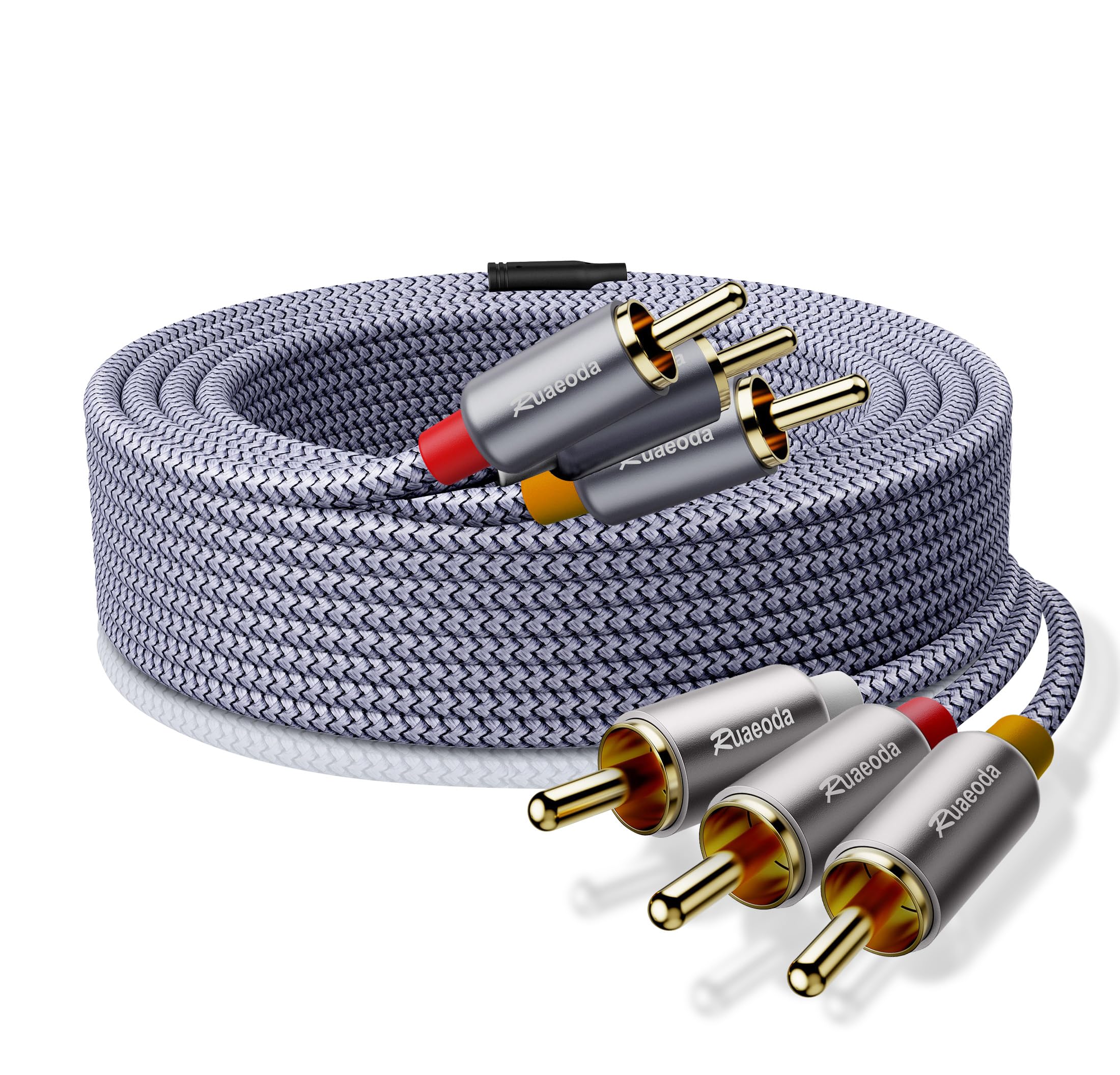 Ruaeoda 6ft AV Cable 3RCA to 3RCA Shielded Gold Plated for Set-Top Box Speaker Amplifier DVD Player - View 7 of 7
