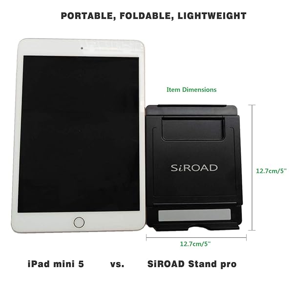 SIROAD Foldable Adjustable Phone & Tablet Stand for iPhone 15/14/13/12/11, iPad Pro, Galaxy & More - Portable Desktop Holder - View 5 of 8