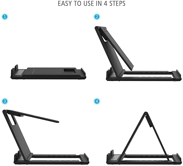 SIROAD Foldable Adjustable Phone & Tablet Stand for iPhone 15/14/13/12/11, iPad Pro, Galaxy & More - Portable Desktop Holder - View 6 of 8