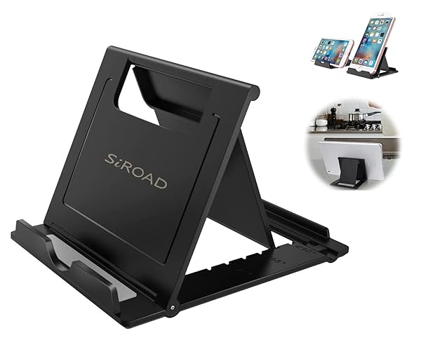 SIROAD Foldable Adjustable Phone & Tablet Stand for iPhone 15/14/13/12/11, iPad Pro, Galaxy & More - Portable Desktop Holder - View 2 of 8