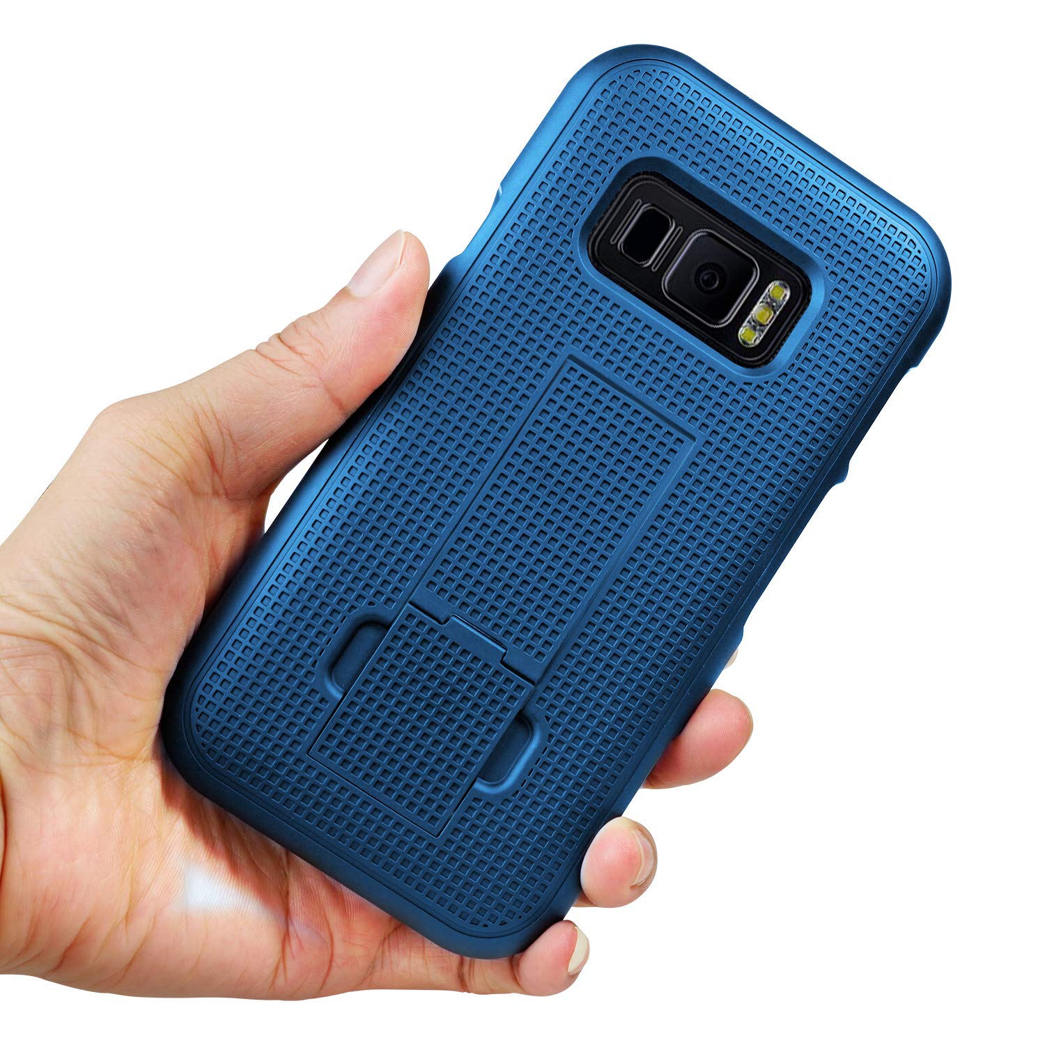 Cobalt Blue Case with Clip for Samsung Galaxy XCover FieldPro Kickstand Cover and Rotating Belt Holster Combo - View 5 of 8