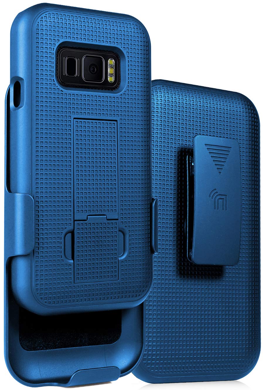 Cobalt Blue Case with Clip for Samsung Galaxy XCover FieldPro Kickstand Cover and Rotating Belt Holster Combo
