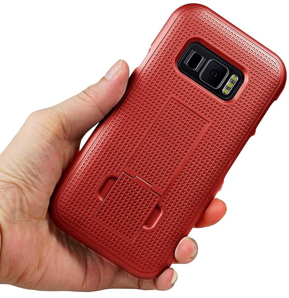 Nakedcellphone Galaxy XCover FieldPro Case with Clip & Kickstand - Red Holster Combo for SM-G889A - View 7 of 10