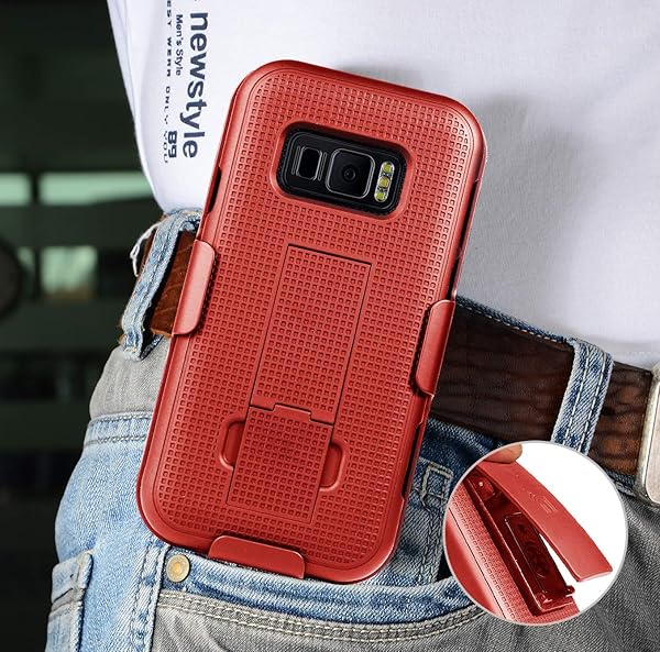 Nakedcellphone Galaxy XCover FieldPro Case with Clip & Kickstand - Red Holster Combo for SM-G889A - View 8 of 10