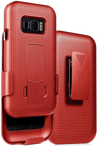 Nakedcellphone Galaxy XCover FieldPro Case with Clip & Kickstand - Red Holster Combo for SM-G889A - View 2 of 10