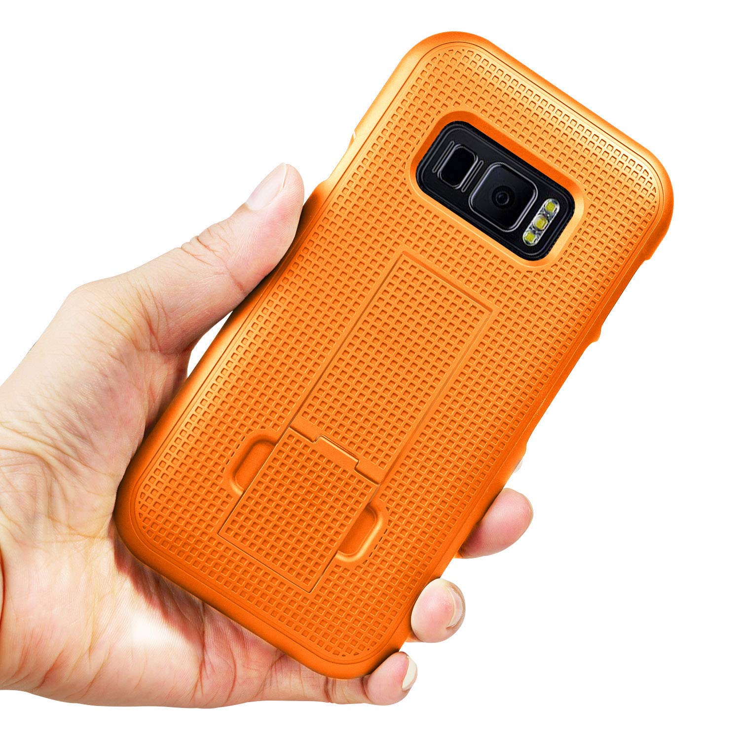 Bright Orange Case with Clip for Samsung Galaxy XCover FieldPro Kickstand Cover and Rotating Belt Holster Combo - View 5 of 8