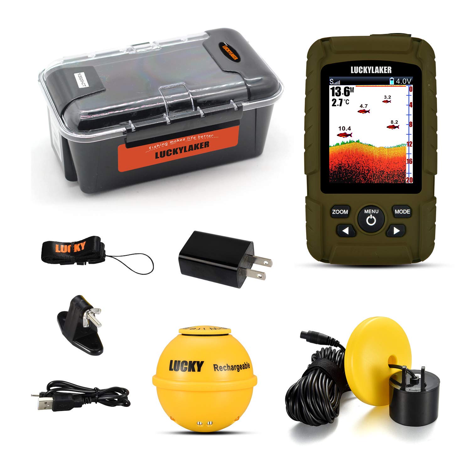 LUCKY Wireless Handheld Fish Finder Portable Waterproof Sonar Sensor for Ice Fishing Sea Fishing and Kayak Use - View 3 of 7