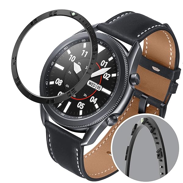 Baihui Premium Black Stainless Steel Bezel for Galaxy Watch 3 & 4 Classic - Anti-Scratch Protection & Stylish Accessories