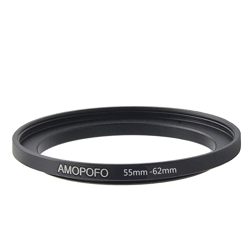 AMOPOFO 55-62mm Step Up Ring Filter Adapter for 62mm UV ND CPL Aluminum Black - View 3 of 4