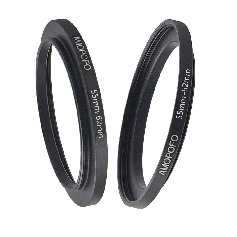 AMOPOFO 55-62mm Step Up Ring Filter Adapter for 62mm UV ND CPL Aluminum Black