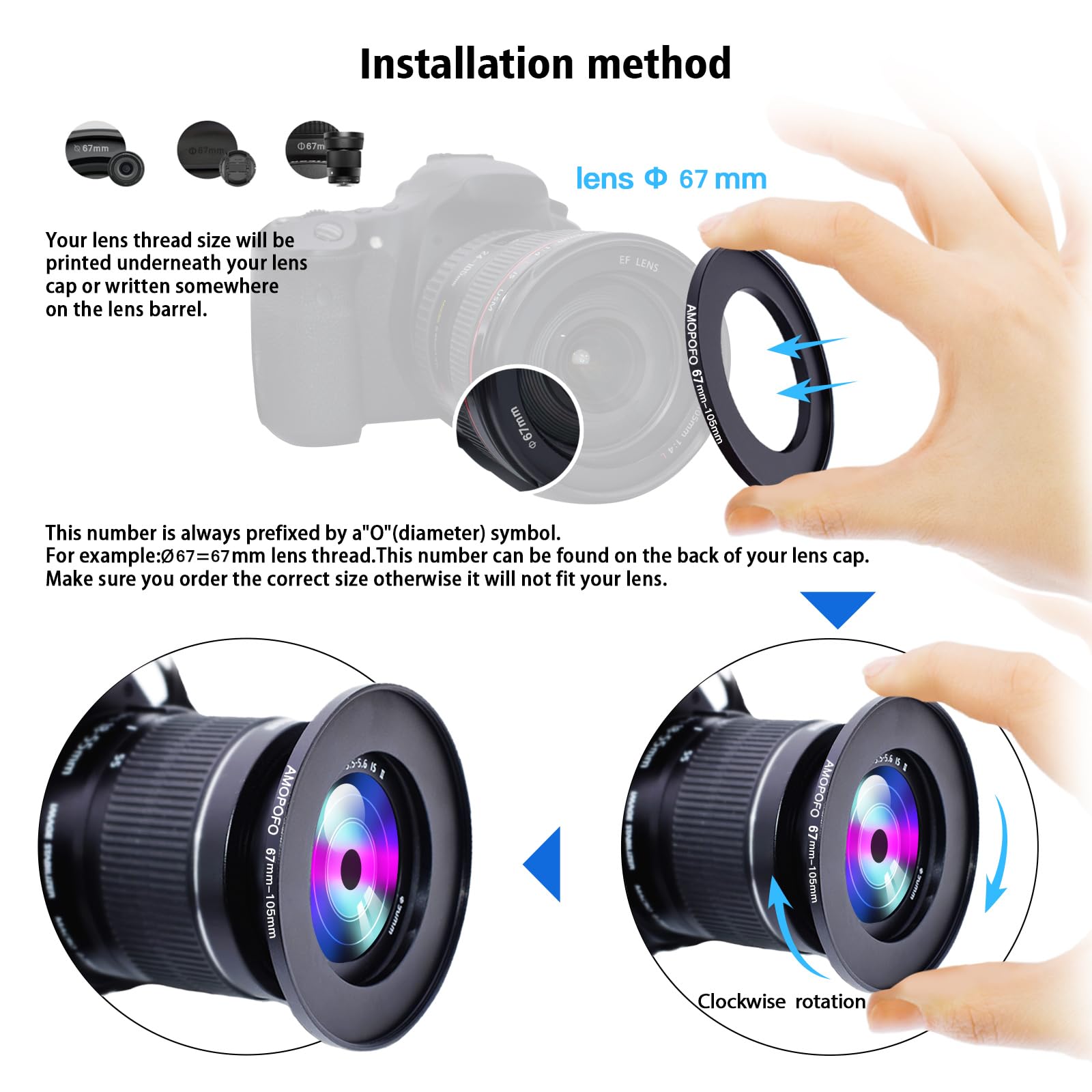 67mm to 105mm Step Up Ring Filter Adapter for Camera UV ND CPL Metal Filter Compatibility - View 4 of 5