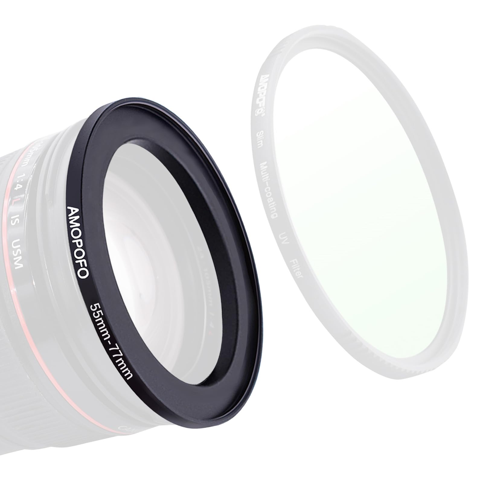 55mm to 77mm Step Up Ring Filter Adapter for Camera UV ND CPL Filters Metal Design - View 2 of 5