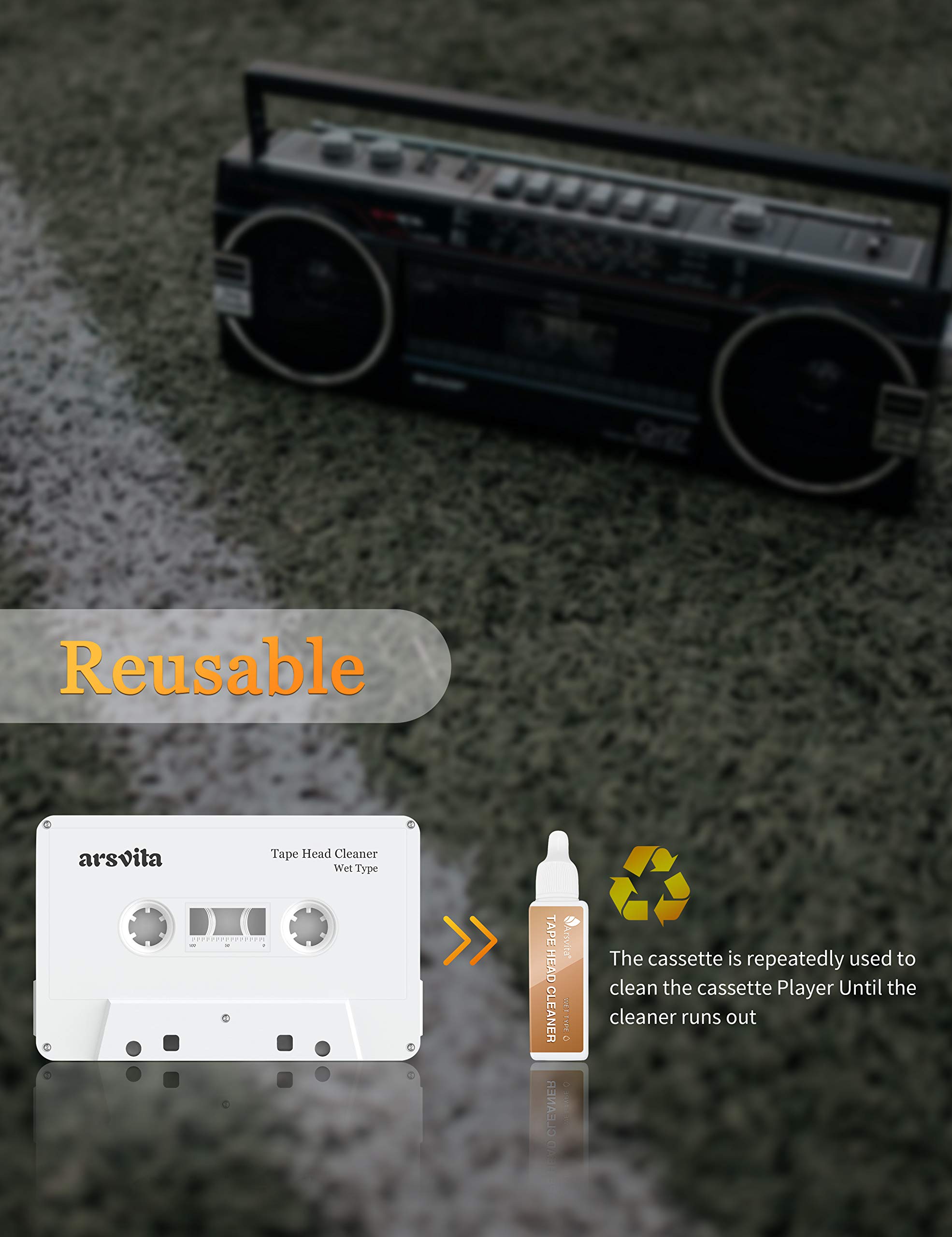 Arsvita Audio Tape Cassette Head Cleaner with Three Cleaning Solutions for Optimal Sound Quality - View 4 of 5
