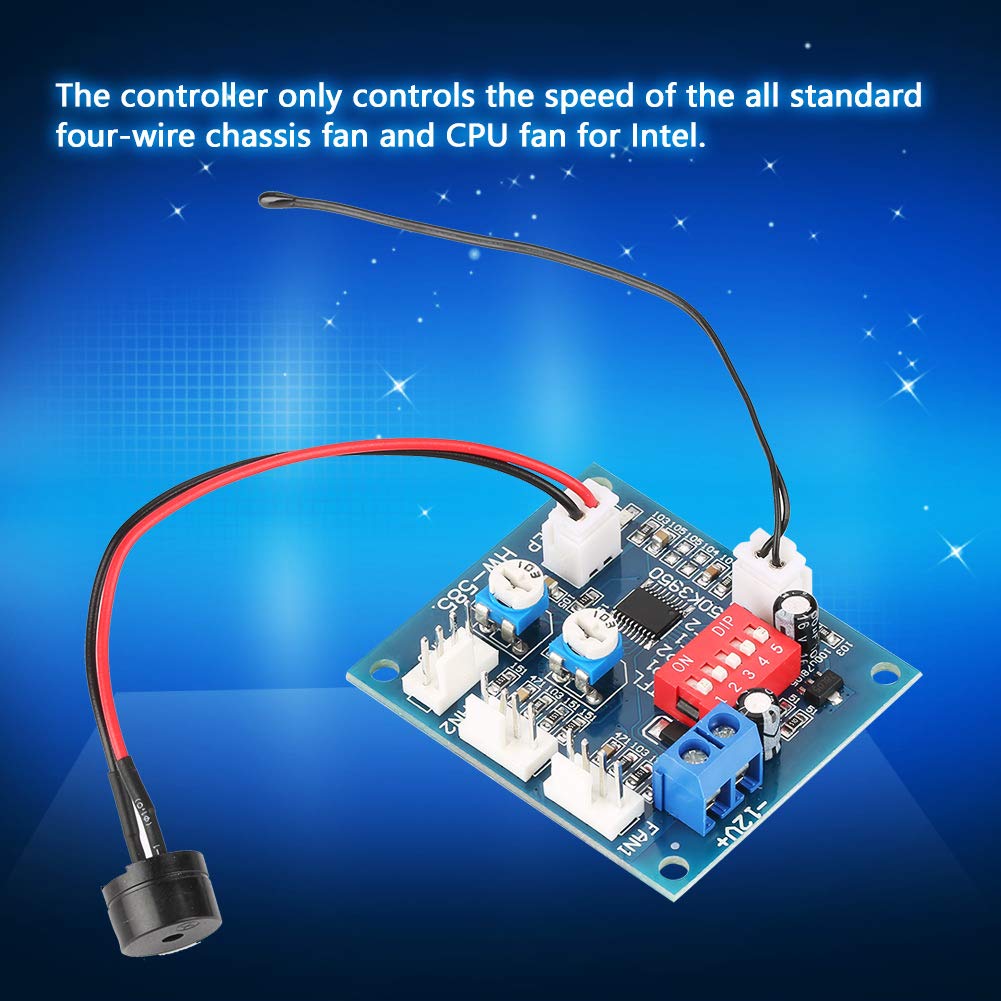 Oumefar DC 12V PWM Fan Speed Controller Module Adjustable with Temperature Sensor for Four Wire PC Fans - View 3 of 9