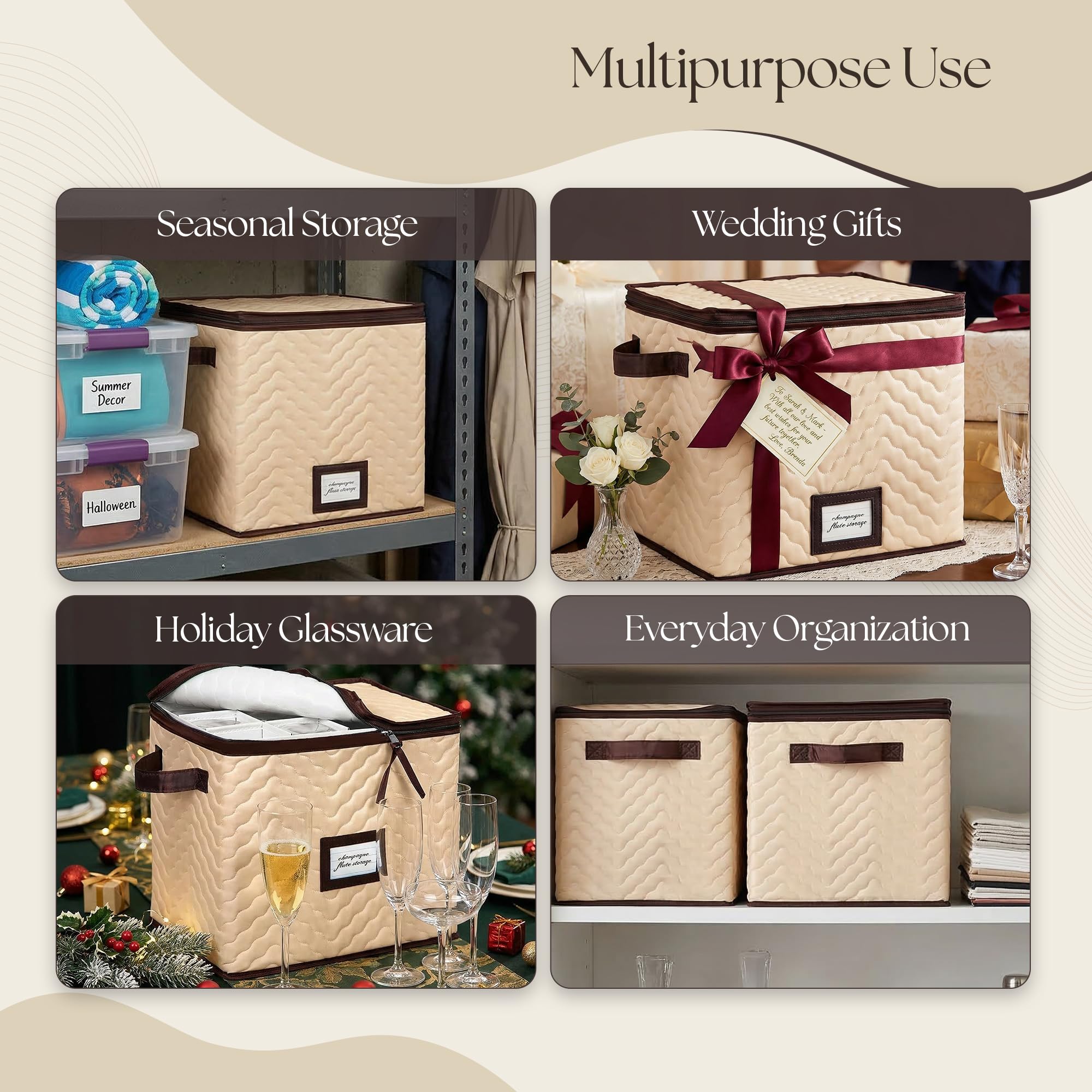 HOLDN STORAGE Durable Wine Glass Storage Box with Dividers - Holds 12 Champagne Flutes, Protects Stemware & Fine China - View 6 of 8