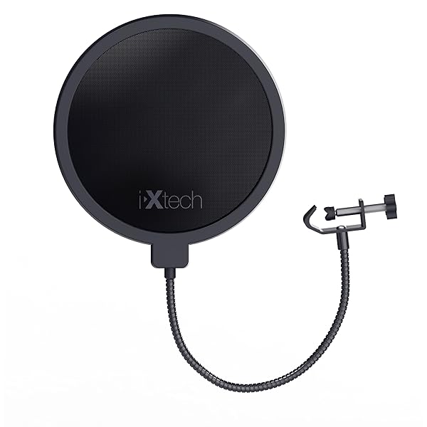 IXTECH IXTECH Pop Filter for Mic Microphone, Blue Yeti Mic Pop Filter Dual Layered Wind Pop Screen with a Flexible 360 Degree Gooseneck Clip Stabilizing.